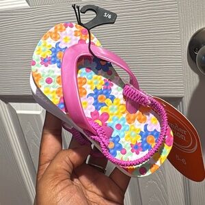 Pink Floral Kids Flip Flops